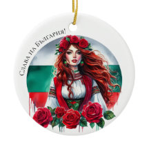 Bulgarian Flag Tradition Folklore Woman Red Roses 