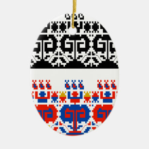 Bulgarian folk art pattern ceramic tree decoration