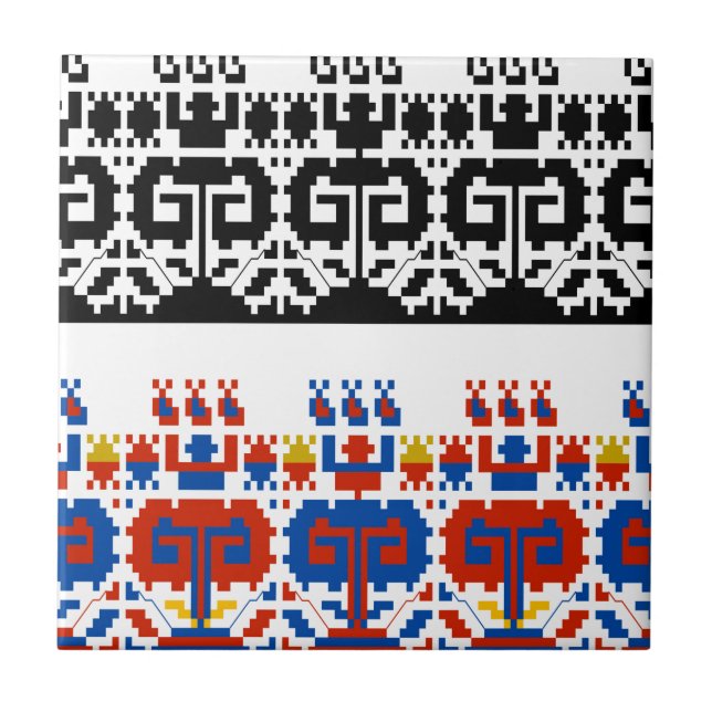 Bulgarian folk art pattern tile (Front)