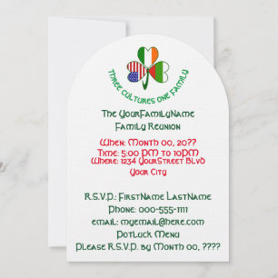 Bulgarian Irish American Shamrock Family Reunion Invitation