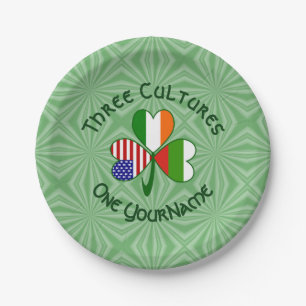 Bulgarian Irish American Shamrock Flag Personalise Paper Plate