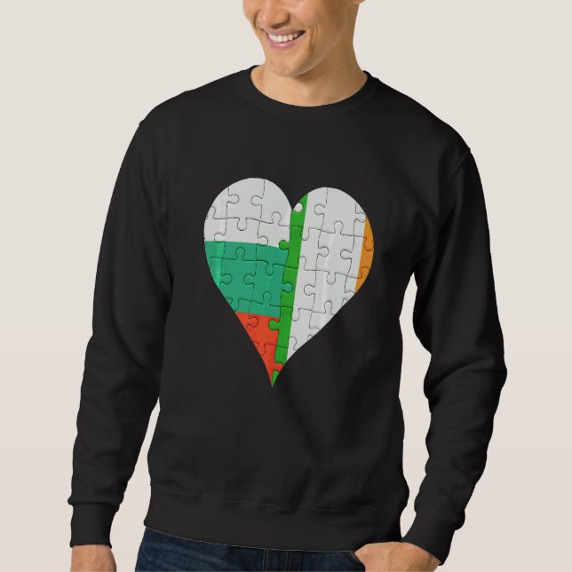 Bulgarian Irish Flag Heart Sweatshirt (Front)