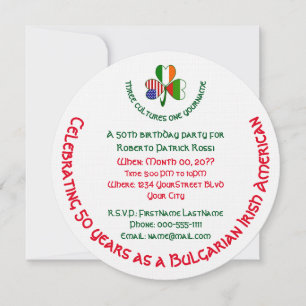 Bulgarian Irish USA Shamrock Birthday  Invitation