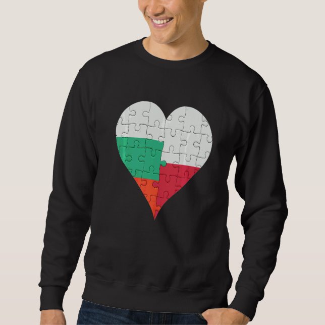 Bulgarian Polish Flag Heart Sweatshirt (Front)
