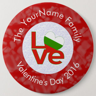 Bulgarian Red LOVE Flag Personalised  6 Cm Round Badge