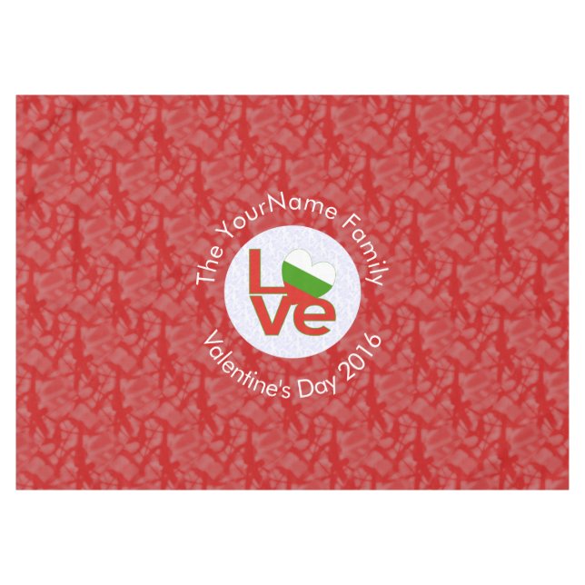 Bulgarian Red LOVE Flag Personalised  Tablecloth (Front (Horizontal))