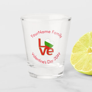 Bulgarian Red LOVE Flag Personalized Shot Glass