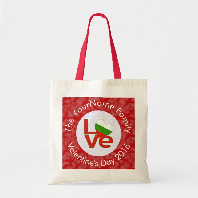 Bulgarian Red LOVE Flag Personalized  Tote Bag (Front)