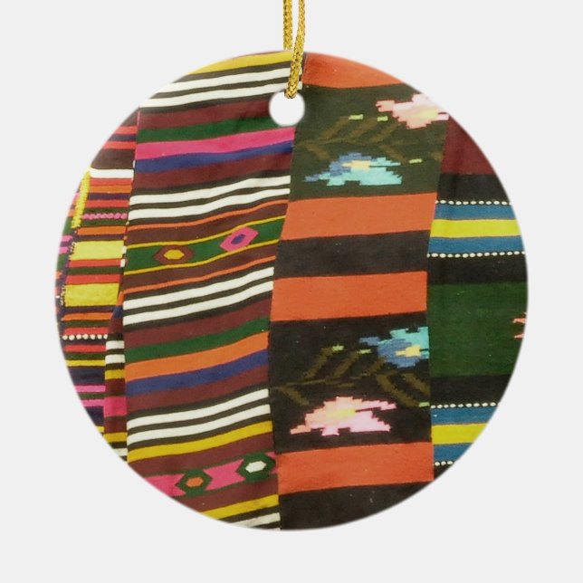 Bulgarian Rug/Cherga Ceramic Tree Decoration (Front)