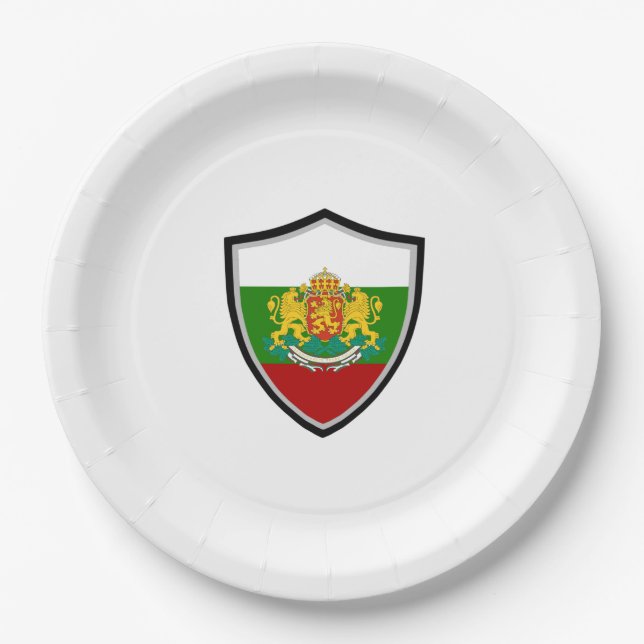 Bulgarian shield flag paper plate (Front)