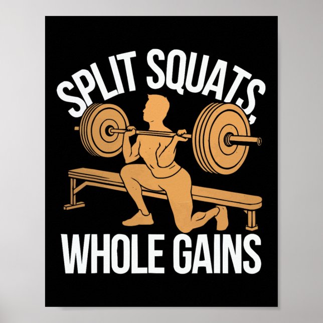 Bulgarian Squat Exercise Bodybuilding Fitness Work Poster (Front)