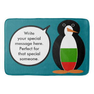Bulgarian Talking Ms. Penguin Personalised Bath Mat