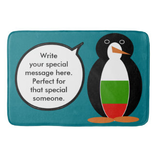 Bulgarian Talking Ms. Penguin Personalised Bath Mat