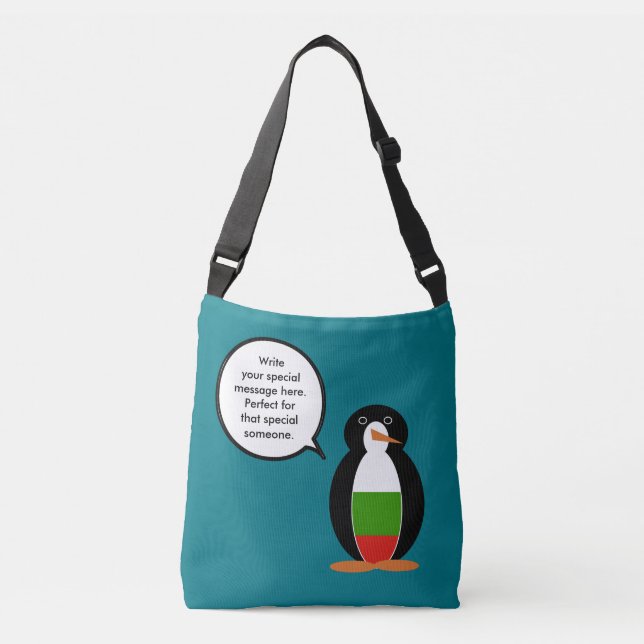 Bulgarian Talking Ms. Penguin Personalised  Crossbody Bag (Front)