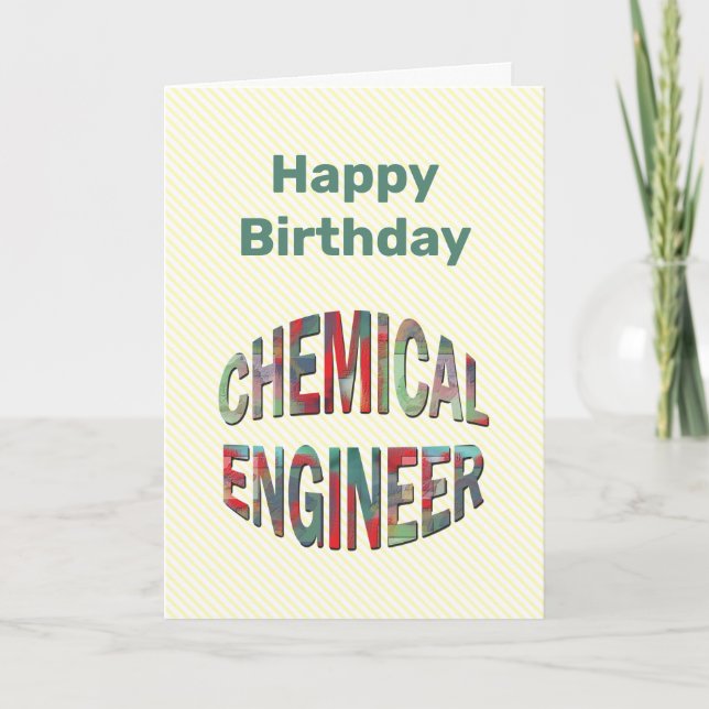 Bulging Chemical Engineer Text Birthday Card (Front)