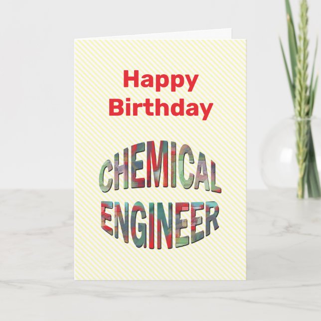 Bulging Chemical Engineer Text Birthday Card (Front)