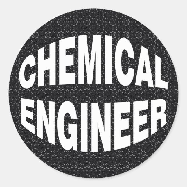 Bulging White Chemical Engineer Text Classic Round Sticker (Front)