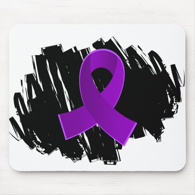 Bulimia Purple Ribbon With Scribble Mouse Pad (Front)