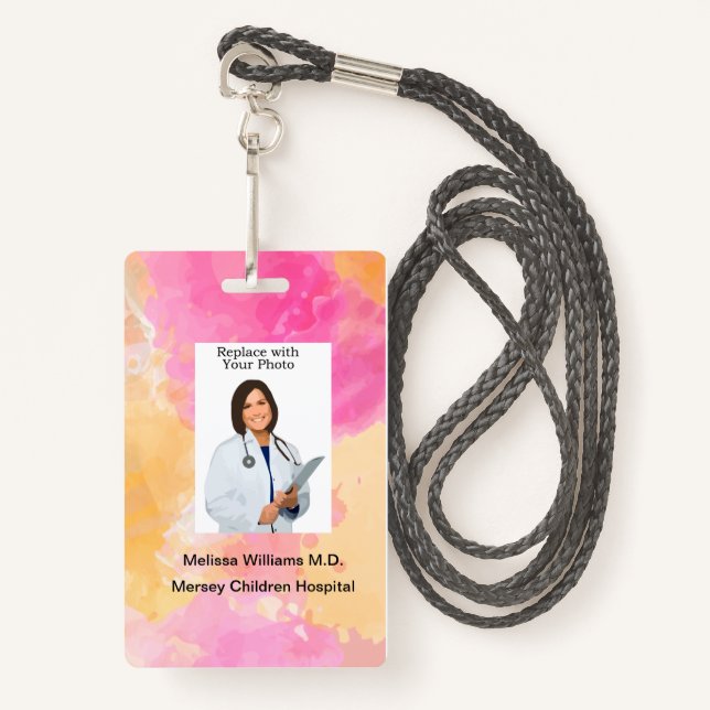 Bulk Childrens Hospital Staff Photo ID Badges (Front with Lanyard)