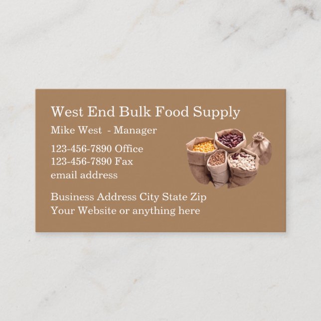 Bulk Food Supply Service Business Cards (Front)