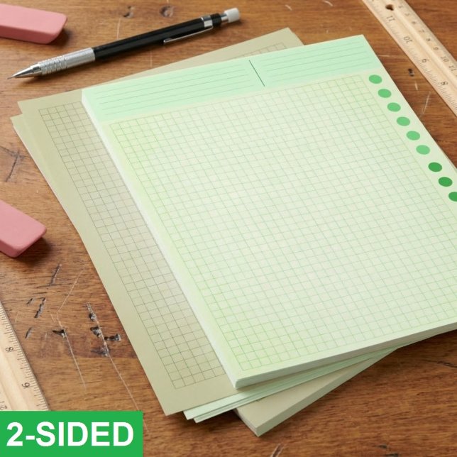 Bulk Green Blank Grid Papers (Ruled Inch Squares) Custom Letterhead (green engineering graph paper, bulk letter size grid paper, ruled paper for technical drawings)