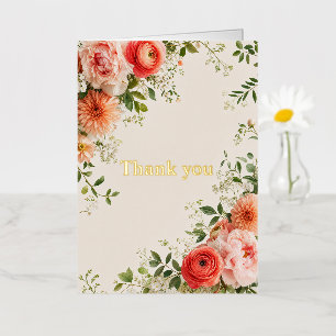 Bulk Thank You Greeting Cards Floral Gold Foil