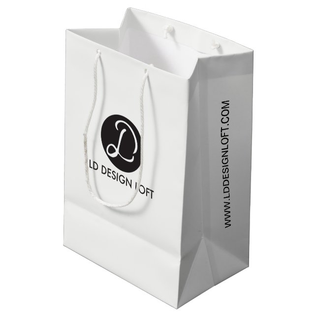 Bulk Tradeshow Custom Business logo Promotional  Medium Gift Bag (Back Angled)