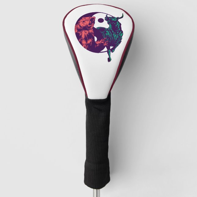 Bull and Bear Day Traders Gift Golf Head Cover (Front)
