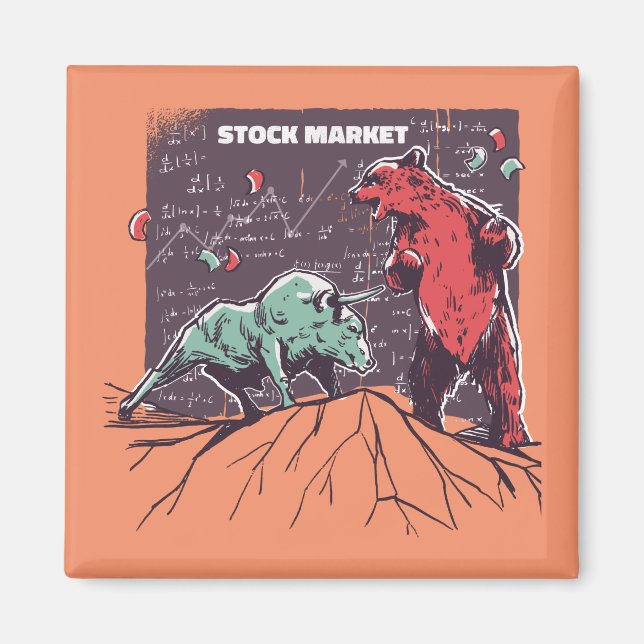 Bull and Bear Day Traders Gift Magnet (Front)