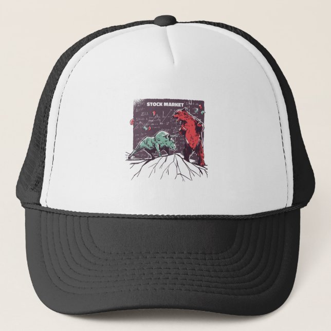 Bull and Bear Day Traders Gift Trucker Hat (Front)