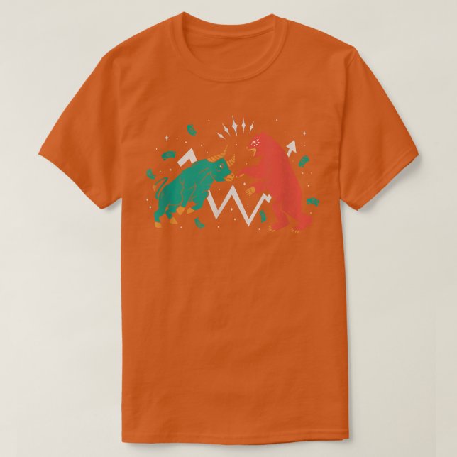 Bull And Bear Fight  T-Shirt (Design Front)