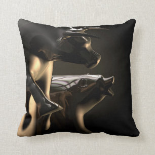 Bull And Bear Market Statues Cushion