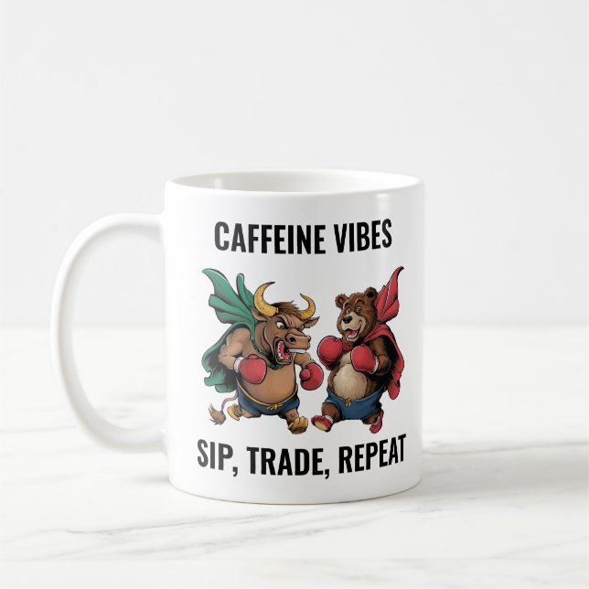 Bull and Bear Personalised Coffee Mug (Left)