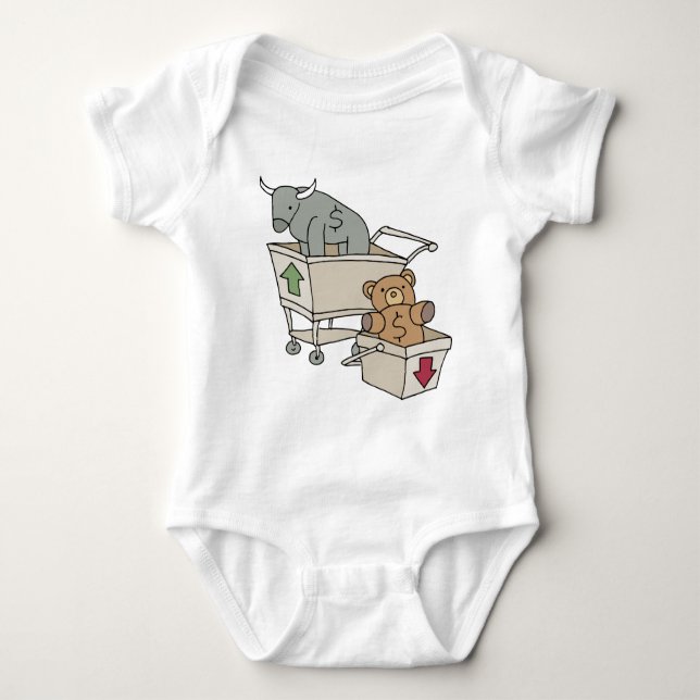 Bull and Bear Shopping Carts Baby Bodysuit (Front)