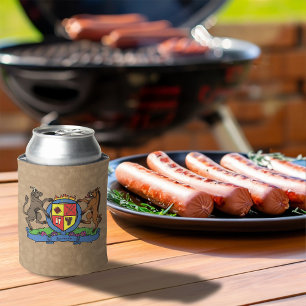 Bull and Boar Rampant BBQ Coat of Arms Can Cooler