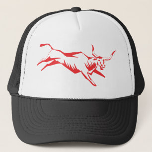 Bull Animal Horns Jumping Nature Domestic Cattle Trucker Hat
