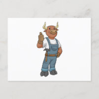 Bull as Handyman with Hammer