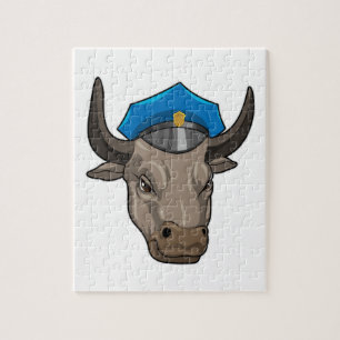 Bull as Police officer Police Jigsaw Puzzle