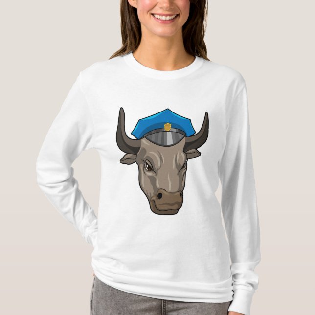 Bull as Police officer Police T-Shirt (Front)