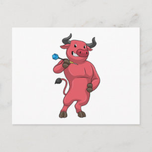 Bull at Darts with Dart Postcard