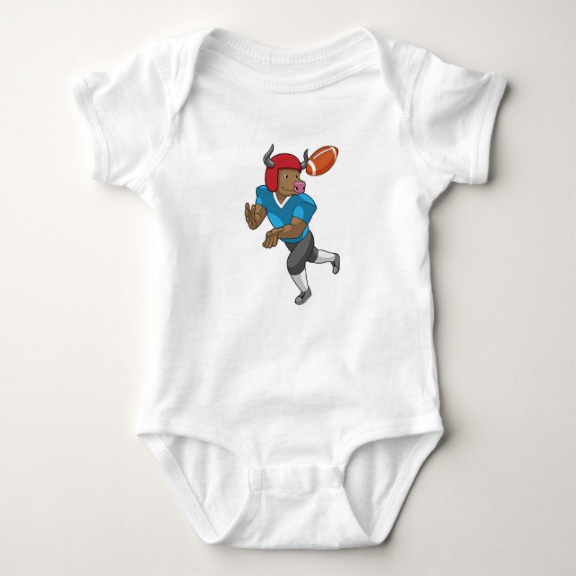 Bull at Football Sports Baby Bodysuit (Front)
