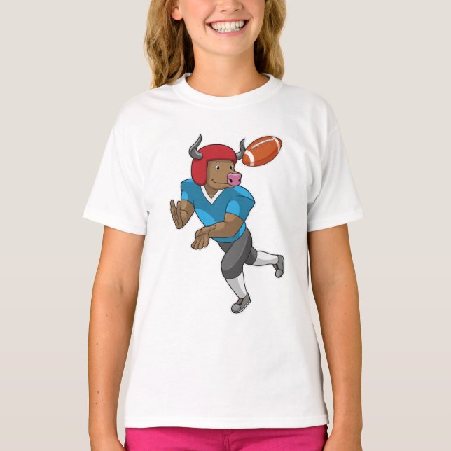 Bull at Football Sports T-Shirt (Front)