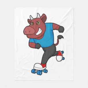 Bull at Inline skating with Roller skates Fleece Blanket