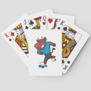 Bull at Inline skating with Roller skates Playing Cards
