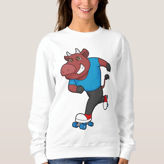 Bull at Inline skating with Roller skates Sweatshirt (Front)