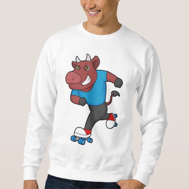 Bull at Inline skating with Roller skates Sweatshirt (Front)