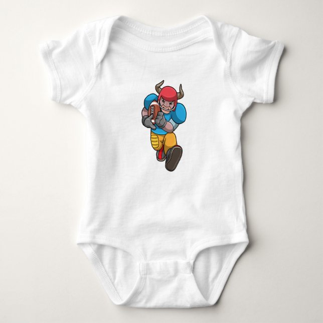 Bull at Sports with Football & Helmet Baby Bodysuit (Front)