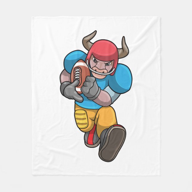 Bull at Sports with Football & Helmet Fleece Blanket (Front)
