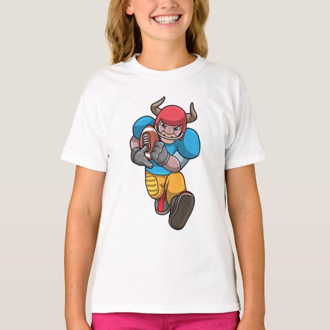 Bull at Sports with Football & Helmet T-Shirt (Front)