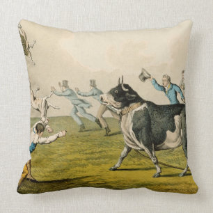 'Bull Baiting', pub. by Thomas McLean, 1820, (prin Cushion